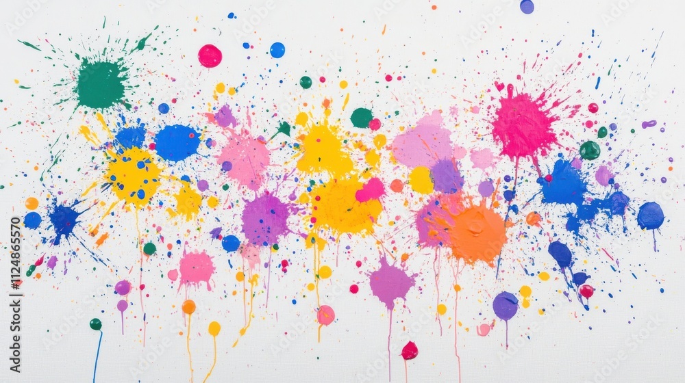 Colorful Paint Splatter Over Clean Canvas Colorful Paint Splatter Over Clean Canvas