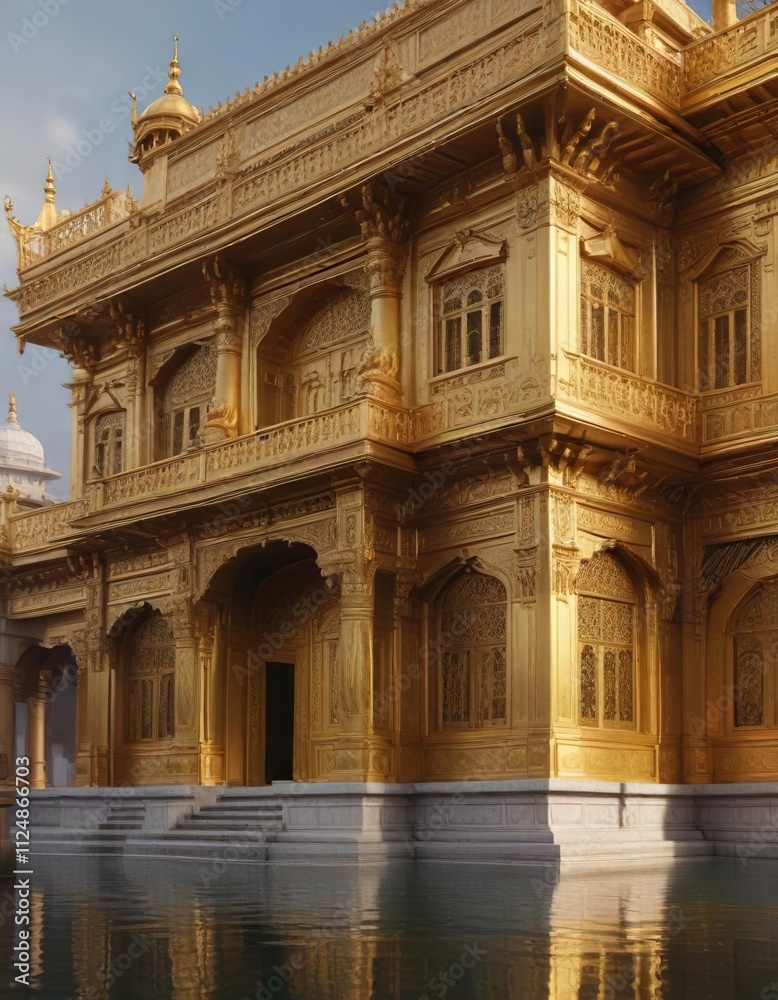 Obraz premium Golden temple architecture with intricate details, intricate details, architecture