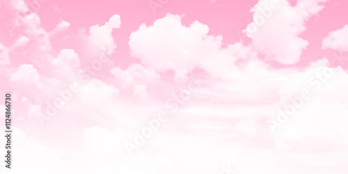 Pink sky background with white clouds. 