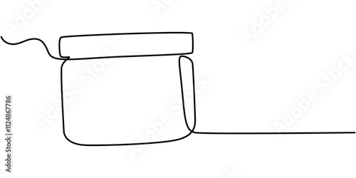 Moisturizer, Face Cream continuous line art, Skin Care continuous line drawing with color shapes, Cream Line Icon, Continuous line drawing of hand holding hygienic cream. Skin care, treatment.