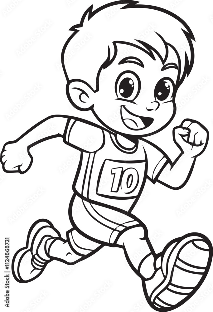 a cartoon drawing of a boy running with a shirt that says 10 a cartoon drawing of a boy running with a shirt that says 10