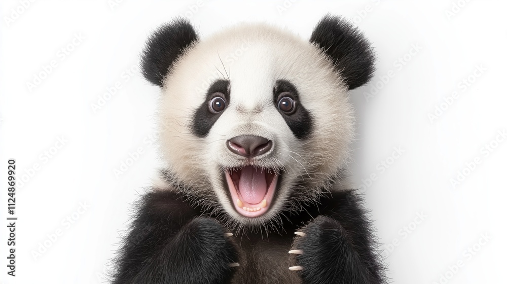 Naklejka premium Joyful Surprised Panda Expression