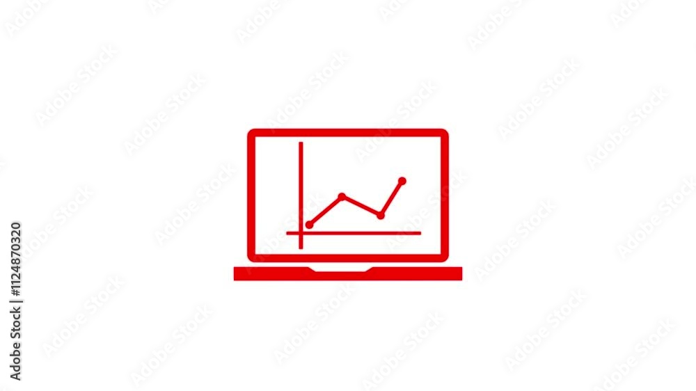 Graphic at computer, finance icon, sign in outline design. 2d, animation, cartoon, illustration, clip art, vector. Web banner in black and white. Alpha channel. Graphic at computer, finance icon, sign in outline design. 2d, animation, cartoon, illustration, clip art, vector. Web banner in black and white. Alpha channel.