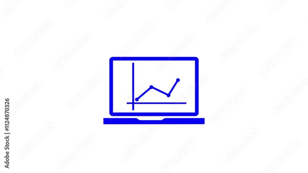 Graphic at computer, finance icon, sign in outline design. 2d, animation, cartoon, illustration, clip art, vector. Web banner in black and white. Alpha channel. Graphic at computer, finance icon, sign in outline design. 2d, animation, cartoon, illustration, clip art, vector. Web banner in black and white. Alpha channel.