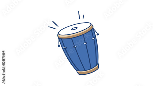 Vibrant Blue Dholki Indian Percussion Instrument, Musical Rhythm
