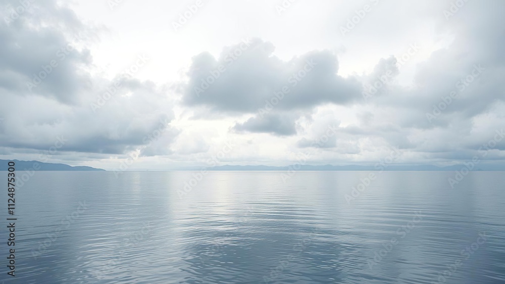 Obraz premium soft grey clouds floating on lake water surface, natural scenery, clouds, water