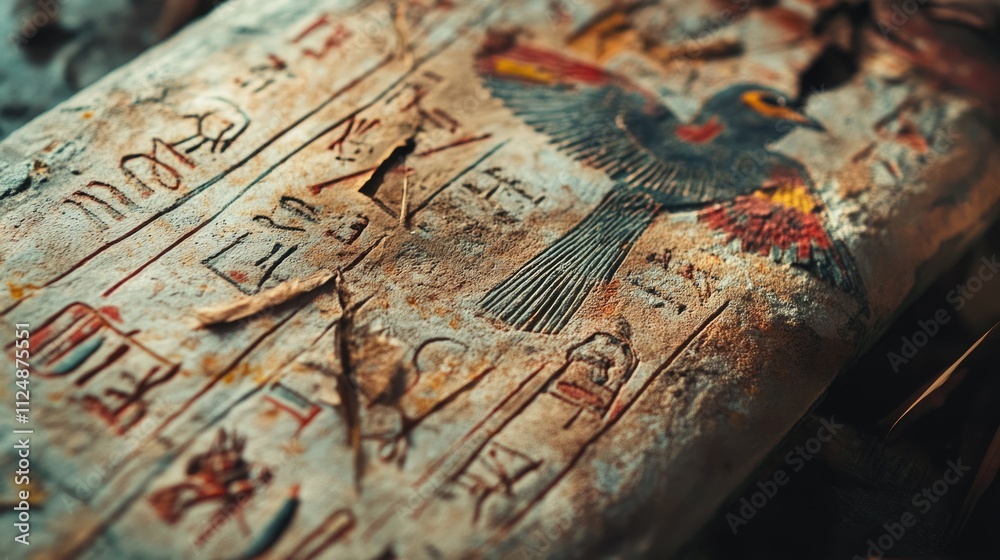 Ancient Egyptian hieroglyphics telling stories of the past Close up Ancient Egyptian hieroglyphics telling stories of the past Close up