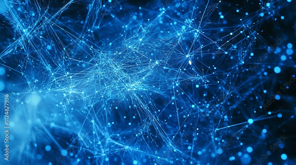 Abstract digital network with glowing blue lines and particles. Abstract digital network with glowing blue lines and particles.