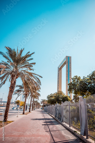 Photography Dubai Frame Perspective: A unique perspective of the iconic Dubai Frame, with go