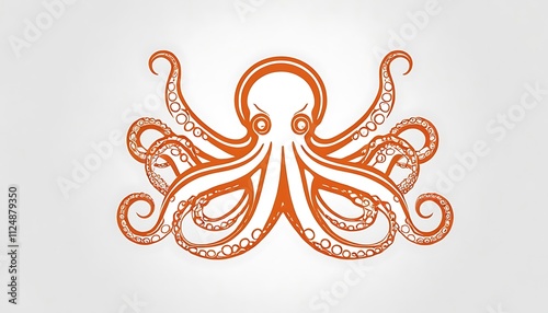 octopus logo icon Craft a simple minimalistic octopus logo icon isolated on a white background,2 photo