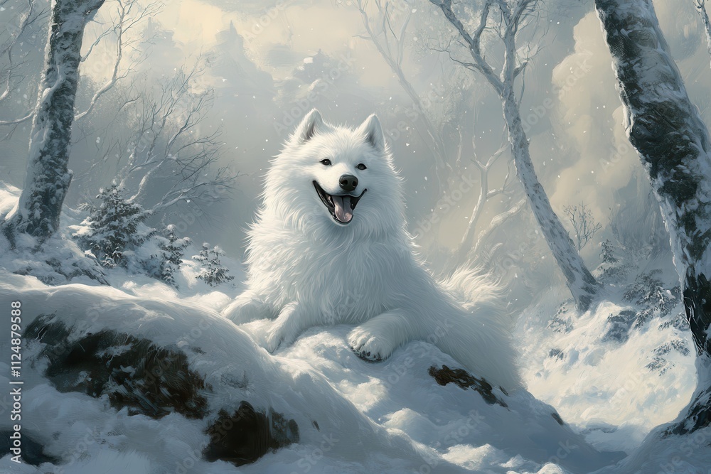 Samoyed in a Winter Landscape Samoyed in a Winter Landscape
