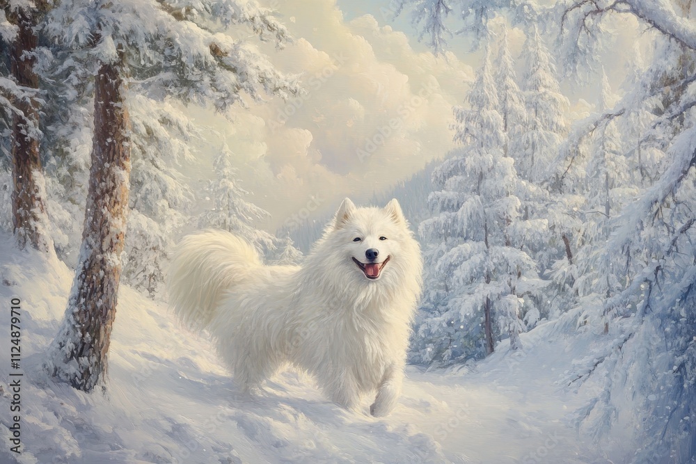 Samoyed in a Winter Landscape Samoyed in a Winter Landscape