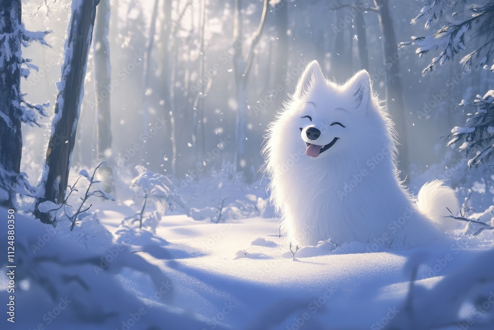 Samoyed in a Winter Landscape Samoyed in a Winter Landscape