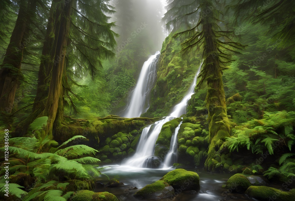 Misty Pacific Northwest Wilderness in Aquarelle Misty Pacific Northwest Wilderness in Aquarelle