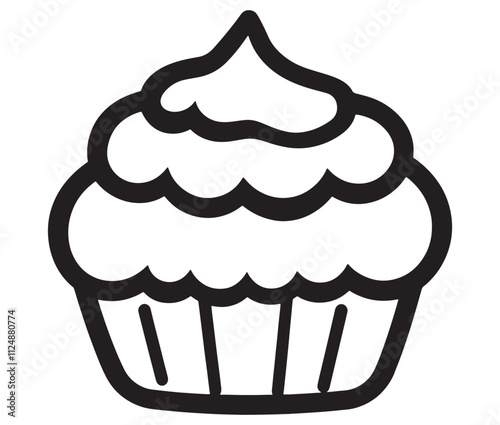 Illustration of a cupcake, Birthday cupcake silhouette icon