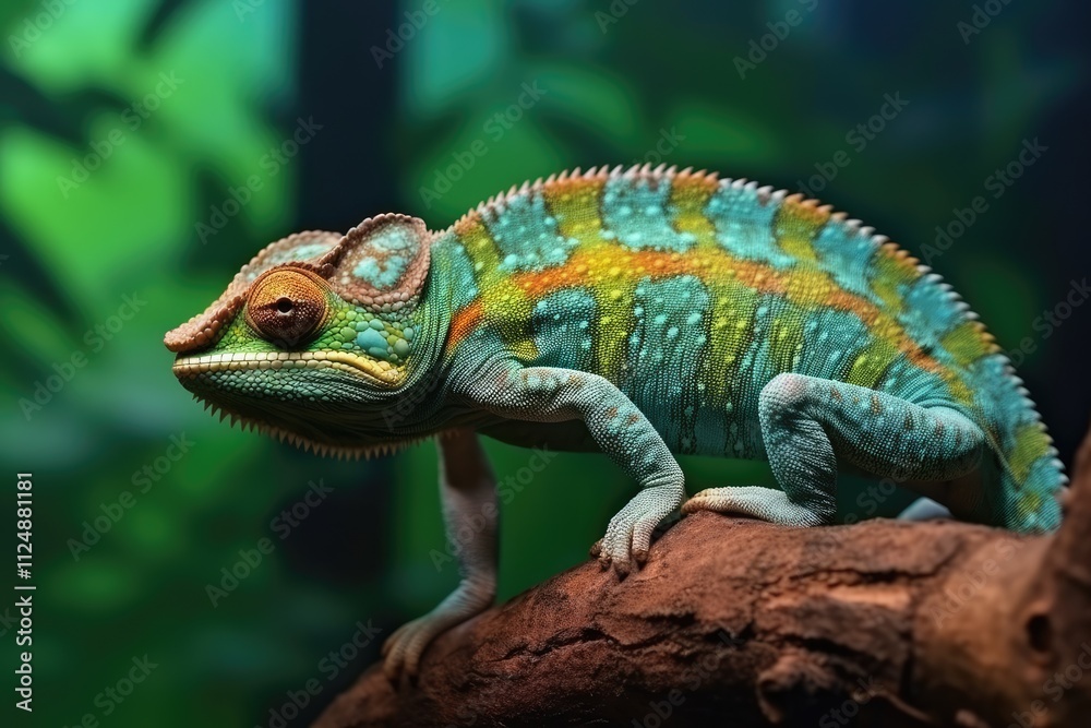 Close-up of a Common Chameleon in Tree Camouflage Close-up of a Common Chameleon in Tree Camouflage