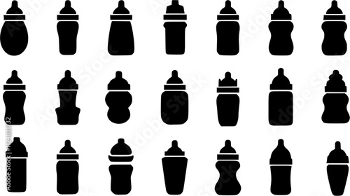 Black and White Baby Bottle Silhouette