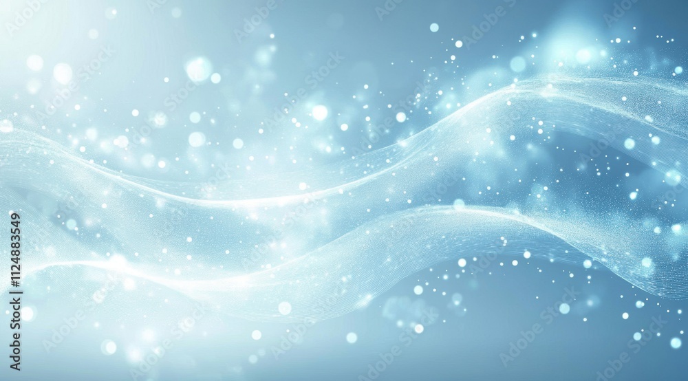 Abstract background with light blue and white color waves, featuring glowing dots that suggest a futuristic technology concept. Abstract background with light blue and white color waves, featuring glowing dots that suggest a futuristic technology concept.