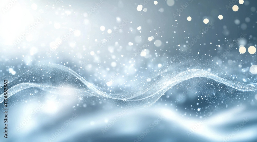 Abstract background with light blue and white color waves, featuring glowing dots that suggest a futuristic technology concep Abstract background with light blue and white color waves, featuring glowing dots that suggest a futuristic technology concep