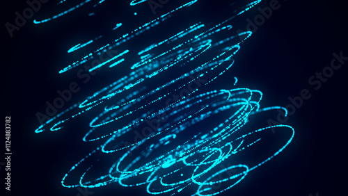 Abstract blue sphere with connecting dots and lines. Wireframe technology sphere of particles. Big data visualization. 3d rendering.