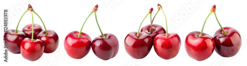 A set of cherries on a white background. The concept of delicious and healthy food.