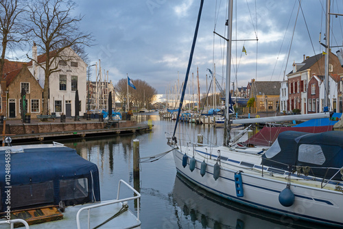 Haven en boten.  Middelharnis Zeeland Netherlands. Goeree Overflakee