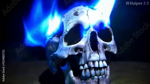 human skull in the dark