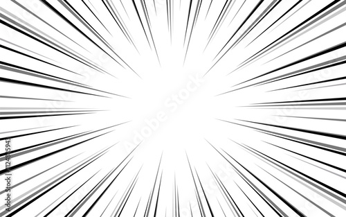 Manga speed lines, comic anime radial effect on white background, Manga explosion, motion action or movement for comic books.