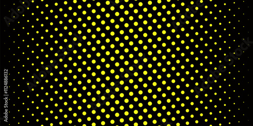 Vector abstract geometric halftone seamless pattern with dots, circles, fading stripes. Extreme sport style background, urban art. Black and neon yellow sporty texture. Repeated trendy sportive design