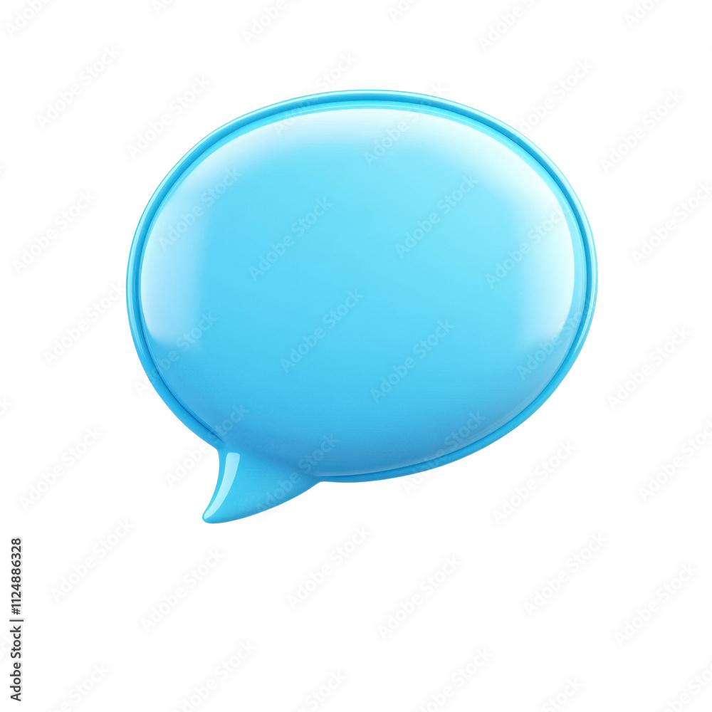 Glossy Blue Speech Bubble on Transparent Background for Communication Glossy Blue Speech Bubble on Transparent Background for Communication