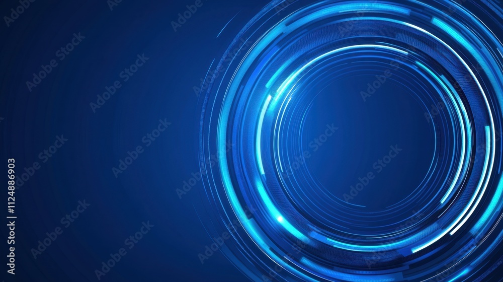 Abstract Blue Circular Light Trails on Dark Background for Modern Designs Abstract Blue Circular Light Trails on Dark Background for Modern Designs