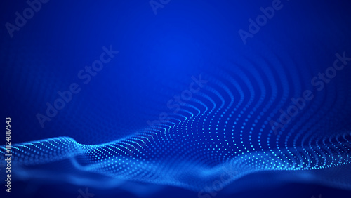 Network connection structure. Futuristic abstract mesh. Wave with the connection of points and lines. Big data. 3D rendering.
