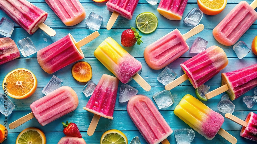 Drone Photography: Pink Popsicles, Fruit, Summer, Aerial Drone Photography: Pink Popsicles, Fruit, Summer, Aerial
