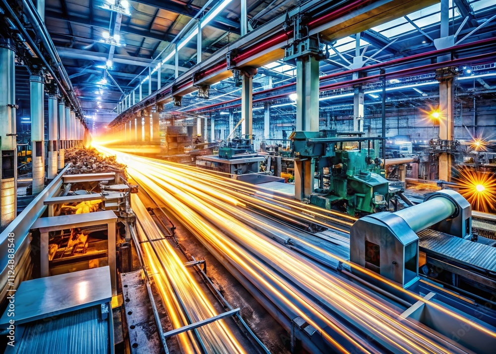 Captivating Long Exposure Animation of Industrial Machinery in Action, Showcasing Dynamic Movement and Vibrant Light Trails in a Modern Manufacturing Setting Captivating Long Exposure Animation of Industrial Machinery in Action, Showcasing Dynamic Movement and Vibrant Light Trails in a Modern Manufacturing Setting