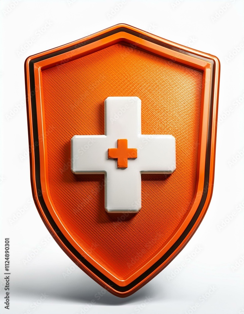 Fototapeta premium Shield of Safety: 3D First Aid Cross Icon
