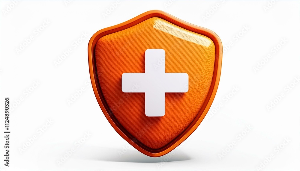 Obraz premium Emergency Ready: 3D First Aid Shield Icon Isolated