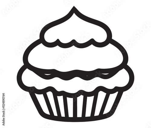 Illustration of a cupcake, Birthday cupcake silhouette icon