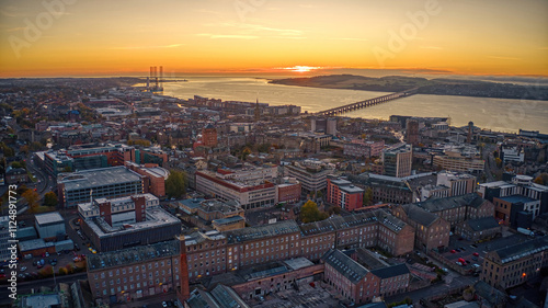 Aerial View of Dundee, Scotland, United Kingdom in Autumn