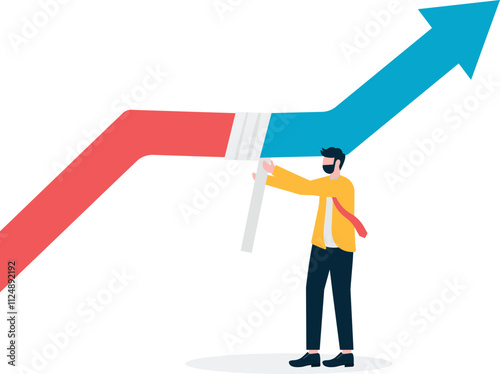 Broken arrow graph, Bankruptcy, economic crisis, loss of income. investment stabilization or the revival of the stock market.

