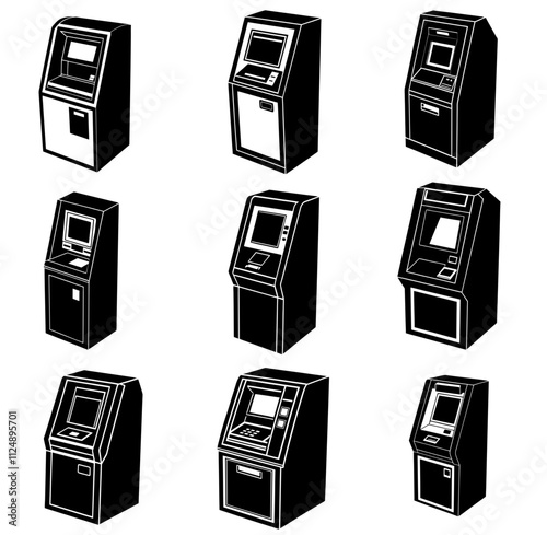 Automated Teller Machine silhouette vector illustration