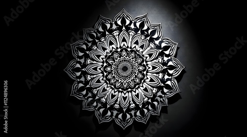 Sleek esoteric mandala in black and white, symbolizing elegance and deep spiritual reflection photo