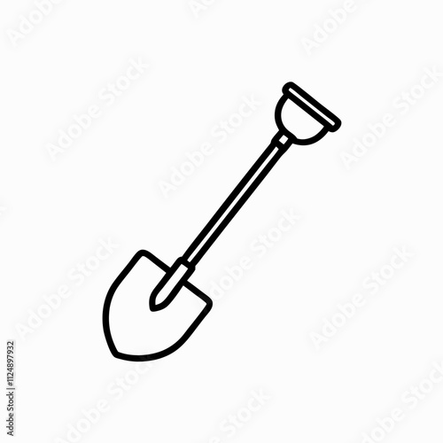 Quirky hybrid tool combining shovel and plunger in line art style. Unique surreal design merges gardening and plumbing. Concept: Humor Graphics, DIY Blogs, Home Services