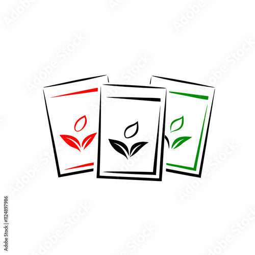 Vector icon of three stylized seed packets with minimal color accents and outlined shapes.
Concepts: sustainable agriculture branding, educational posters for kids, UI elements for gardening games