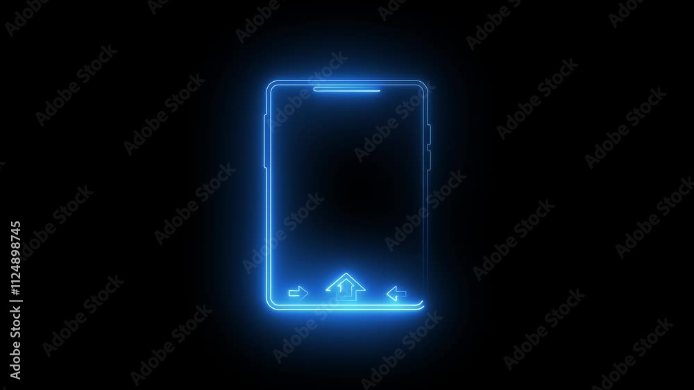 Neon beautiful mobile phone icon animation. Neon beautiful mobile phone icon animation.