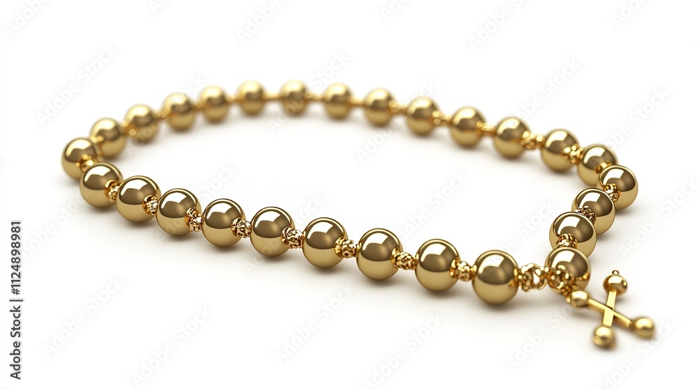 Rosary Bead Rectangle Shape Border Isolated on White Background Rosary Bead Rectangle Shape Border Isolated on White Background
