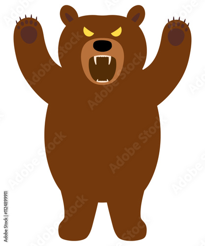怖いクマのイラスト　白フチあり