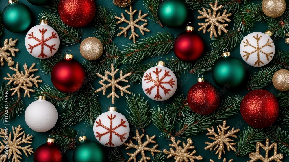 Festive Christmas Ornament and Snowflake Decor Festive Christmas Ornament and Snowflake Decor