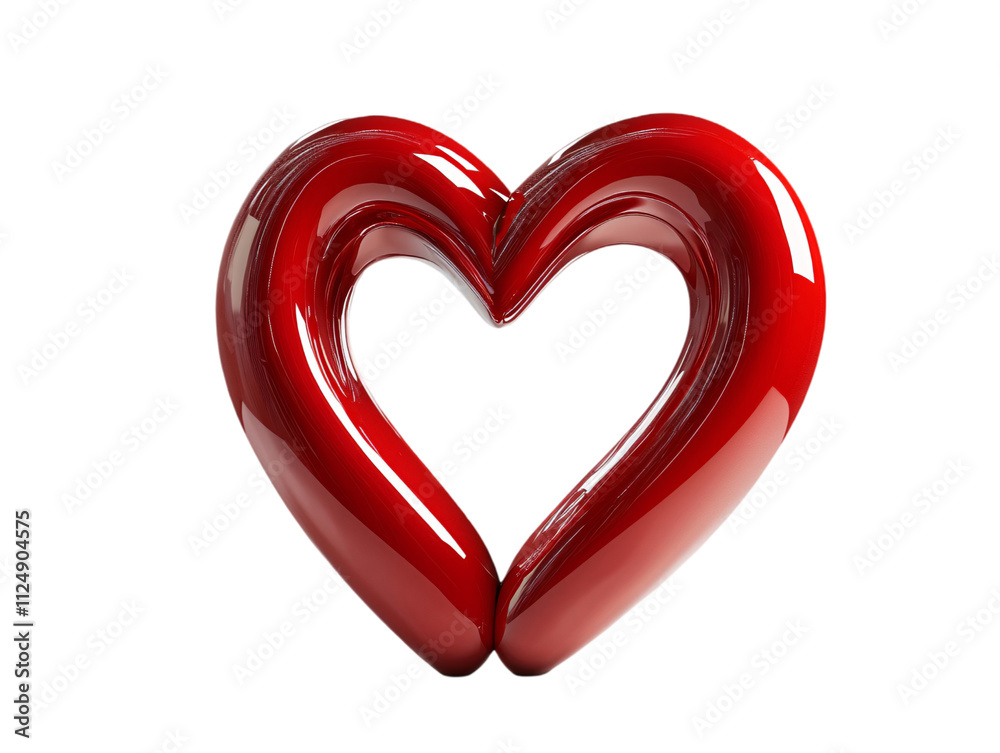 A glossy red heart shape, symbolizing love and affection, with smooth curves and a reflective surface on transparent background. A glossy red heart shape, symbolizing love and affection, with smooth curves and a reflective surface on transparent background.