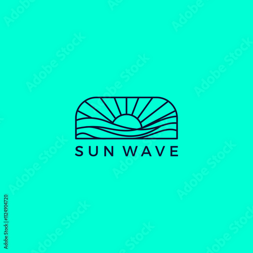 Sun And Wave Logo Vector. Sunset Line Design photo