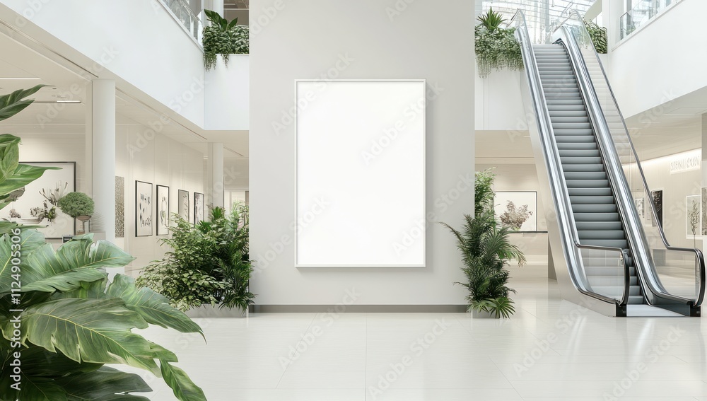 Blank Canvas Ad Space in a Modern Lobby Blank Canvas Ad Space in a Modern Lobby